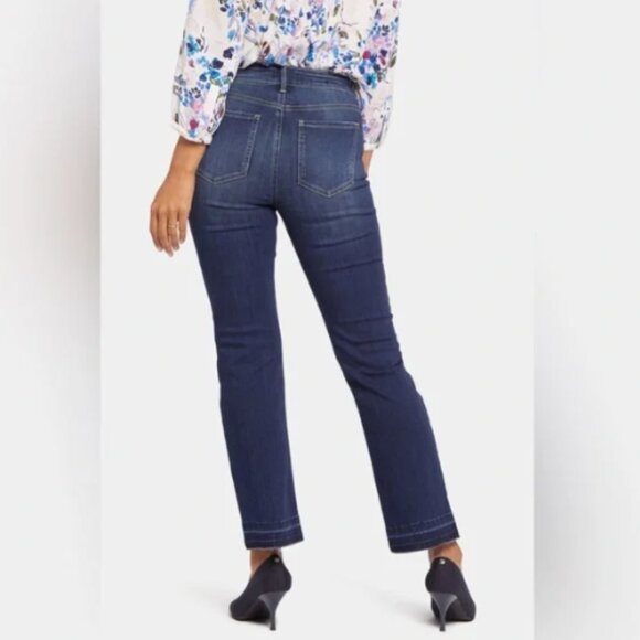 NYDJ Jeans Marilyn Straight Leg Ankle Raw Hem Stretch Lift Tuck Dark Wash Size 6 - Picture 3 of 16
